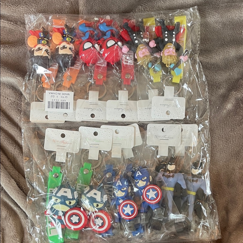 Marvel comic Superhero Themed Kids individually wrapped keychains with wristlet